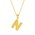 Golden titanium steel letter N pendant necklace with textured dot finish for women - Letter N