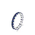 S925 Sterling Silber Ring mit funkelnden, rund geschliffenen tiefblauen Zirkoniasteinen - US Größe 5 / Blau