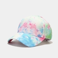 Close-up of pastel tie-dye baseball cap with pink, blue and green cotton fabric - Macaron Pink Blue Green Tie-Dye (5#)