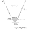 Collana minimalista in acciaio inossidabile argento con ciondolo a cuore lucido - 40+5cm / Color Acciaio