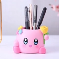 Pink Kirby desk organizer and pen holder with colorful flowers and yellow tulip detail - Kirby Flower Pen Holder (1066-4A Flower)