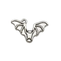 Silver metal bat pendant charm for Halloween DIY jewelry making with realistic wing detail - Antique Silver Bat