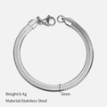 Bracciale a catena piatta a serpente da 5mm in acciaio inossidabile argento per donna - 5mm-19cm / Color Acciaio