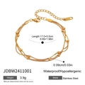 Pulsera de cuentas multicapa de acero inoxidable dorado con cadena ajustable de 17+5cm - Dorado