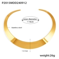 Gepolijste gouden roestvrijstalen open choker, 2,1 cm breed met 14 cm binnendiameter - Gouden Choker