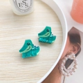 Cute green crocodile hair claws for girls made of transparent high-quality acrylic - Cyan Dragon (Pair)