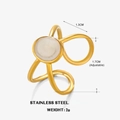 Verstellbarer Ring aus 18K vergoldetem Edelstahl mit weißem Emaille-Inlay - Einstellbar Offen / Gold Oval Ring-Weiß