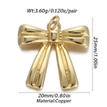 Golden copper bow pendant 20mm x 25mm charm for DIY necklace and bracelet crafting - YSN007-08 Gold 3D Bow