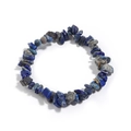 Irregular deep blue lapis lazuli natural gemstone chip bracelet with elastic cord - Blue Sodalite
