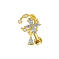 Elegant gold piercing jewelry with flower leaf zircon design and drop pendant details - Gold Flower Waterdrop Pendant