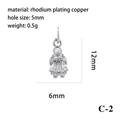 Silver girl pendant in rhodium-plated copper with zircons for DIY necklace jewelry - Silver Girl (P05807-C-2)