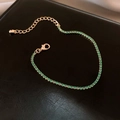 Exquisite gold-plated bracelet with pavé-set emerald green zircon stones and lobster clasp - 49# Gold Green Tennis Style