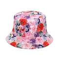 Floral fisherman hat featuring red poppies and pink peonies pattern on cotton fabric - Colorful Dense Floral Print (Q)
