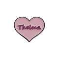 Pink heart enamel pin with Thelma lettering and dark borders for versatile styling - Pink Dark Outline Style (QHXZ2147)