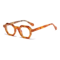 Vintage tortoiseshell hexagon eyewear frames with metallic rivet details and acetate finish - Retro Clear Glasses / Yellow Tortoiseshell Frame Clear Lens