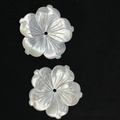 Hand-carved iridescent shell flower petals with center holes for hair pins and brooches - A007-Large Carved/23MM
