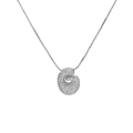 Silver tone bubble balloon letter G necklace pendant encrusted with sparkling zircons - Letter G/Spiral / Silver
