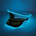 LED captain hat with blue lights and gold anchor embroidery for party and festival costumes - Captain Hat-Transparent Blue Light