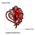 Elegante broche de corazón de cristal rojo y oro con detalles de tamaño y peso real - Rojo