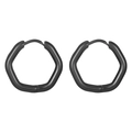 Modern black geometric hexagonal earring in polished stainless steel with buckle closure - Hexagon - Black (Single Piece)