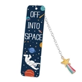 Space-themed stainless steel bookmark with astronaut design and star charm metal chain - Style E-Space Exploration Star Pendant