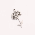 Silver stainless steel birth flower pendant with dandelion hollow design for necklace - November Silver