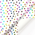 Rainbow metallic heart wrapping paper rolls with vibrant gradient heart patterns - Hot Stamping Series-Laser Rainbow Heart / 43cm Width x 3m Length