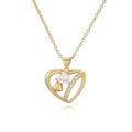 Elegant gold heart pendant necklace with micro-paved cubic zirconia on white background - Asymmetric Rhinestone Heart Pendant