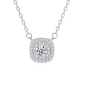 Classic S925 silver 4mm Moissanite halo pendant necklace with double row pavé diamonds - Moissanite Style (FDDZ-095-莫桑石(4MM白金色)) / 925 Silver