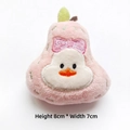Pink plush pear-shaped duck brooch with bow, size 8cm by 7cm for bags and clothes - Pink Pear Duck (Open Back)