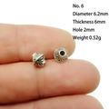 Detailed view of No.6 antique silver alloy spacer bead with 6.2mm diameter and 2mm hole - 6# (Dia 6.2mm Thick 6mm)