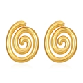 Elegant 18K gold plated stainless steel spiral twisted drop earrings on white background - Swirl Textured Earrings Gold (MS-351)