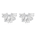 Irregular silver line fan-shaped earrings with pearls and small diamond accents - Irregular Zirconia Inlaid Steel Color (MS-588)