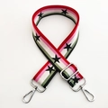 Adjustable wide knitted bag strap with colorful stripes and black star patterns - Rainbow Star Silver Buckle