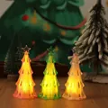 Three-piece acrylic mini LED Christmas tree night lights in orange, green and warm white - Red Shell Warm Light