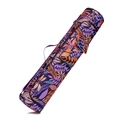 Borsa yoga cilindrica viola con stampa di foglie tropicali e tracolla - Stile 2