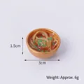 Miniature noodle bowl keychain with golden container and realistic soup details - 3cm Gold Bowl-No.16 (No Hook)
