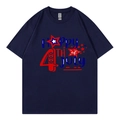 Navy blue Independence Day T-shirt with Happy 4th of July heart print for women - Navy 318 / XS