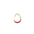 Detail of minimalist U-shaped 18K gold titanium earrings with vibrant red enamel drip - 19*15mm / Half Wrap Style / Red