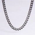 Macro shot of antique silver stainless steel cuban chain with oxidized vintage finish - 6.5mm Vintage Silver