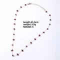 Irregular dark red natural stone necklace with silver stainless steel chain 45cm - Red Jasper