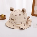 Dettaglio di un cappello da pescatore per neonati in velluto con orecchie da orso - 48cm (6 Mesi-2 Anni) / Orso Cachi