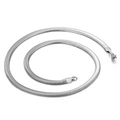 Polished silver stainless steel snake bone chain necklace with lobster clasp on white background - 5mm Width (KN203537-Z)