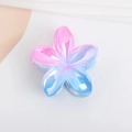 Detail of pink and blue gradient marble hair claw clip with a glossy floral finish - Plated Pink Blue