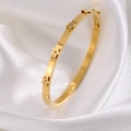 Titanium steel bracelet in gold finish with star motifs and sparkling zircon inlay - Gold Five-pointed Star