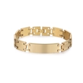 Elegant gold titanium steel couple bracelet with curved bar and stainless steel buckle - Style 4 / Gold