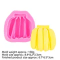 Pink banana-shaped silicone mold with yellow 3D geometric fruit mousse cake finished product - No.2 Large Bunch Banana Style (19-180) / Pink