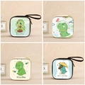 Set of four cute cartoon dinosaur mini coin purses with zipper and lanyard - Square New Dinosaur