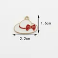 Colgante de sombrero de sol con lazo rojo para creación de joyería artesanal 2,2cm - Sombrero Blanco