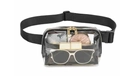 Clear PVC fanny pack with black adjustable strap showcasing internal storage capacity - Transparent Black Webbing